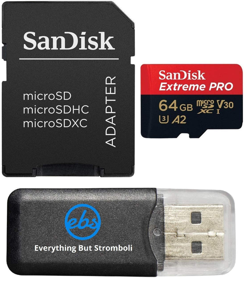 [Australia - AusPower] - 64GB Sandisk Extreme Pro 4K Memory Card for Gopro Hero 6, Fusion, Hero 5, Karma Drone, Hero 4, Session, Hero 3, 3+, Hero + Black - UHS-1 V30 64G Micro SDXC with Everything But Stromboli Card Reader 