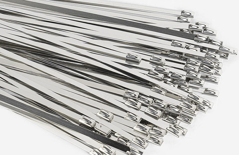 [Australia - AusPower] - SunplusTrade Metal Zip Ties, 100pcs 11.8 Inches Stainless Steel Zip Ties, Multi-Purpose Zip Ties Heavy Duty Cable Ties for Exhaust Wrap, Indoor, and Outdoor 