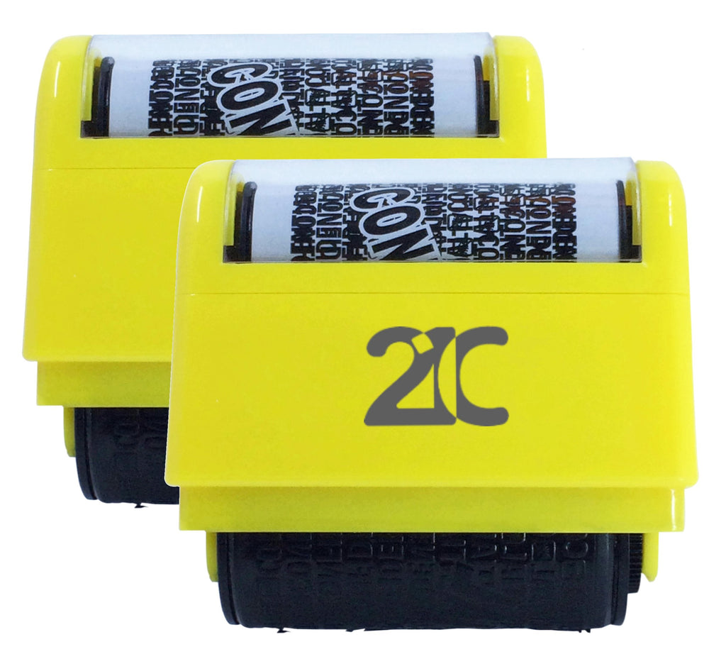 [Australia - AusPower] - 21C Identity Theft Protection Roller Stamp (2 Pack) ID Security Stamp 1.5 Inch Wide Yellow 