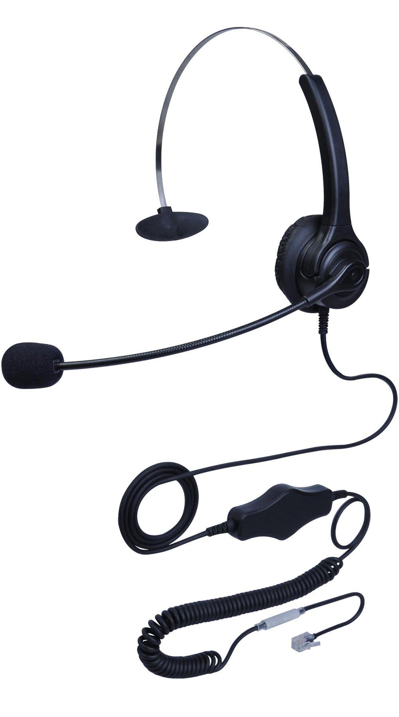 [Australia - AusPower] - KerLiTar LK-PE04S 4-Pin RJ9 Telephone Headset Noise Canceling Monaural Headphone with Microphone Mute Volume Control Function for Call Center Home Office Desk Telephone 