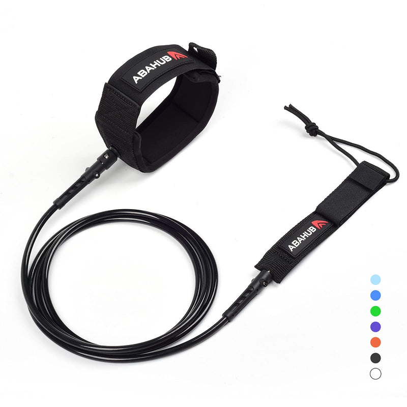 [Australia - AusPower] - Abahub Premium Surfboard Leash, 6/7/8/9/10 ft, Straight Surf Board Leashes, 6/7mm Legrope Strap for Shortboard, Skimboard, Fishboard, Longboard, Paddleboard, SUP Replacement Leg Rope, 8 Colors black 6ft & 5.5mm 