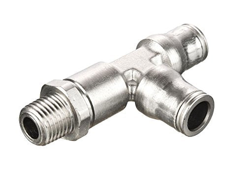 [Australia - AusPower] - Parker 171PLM-10M-6R Prestolok PLM Metal Push-to-Connect Fitting, Tube to Pipe, Nickel Plated Brass, Push-to-Connect and Male BSPT Run Tee, 10 mm and 3/8" 1 