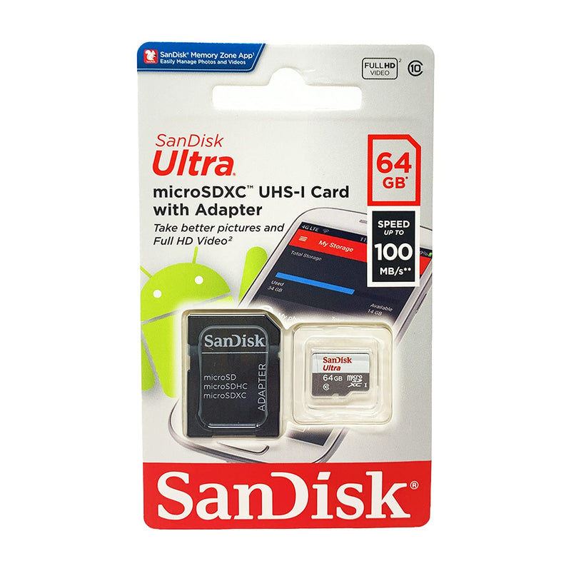[Australia - AusPower] - SanDisk SDSQUNC064GAULM Ultra 64GB microSDXC UHS-I Card with Adapter (Pack of 2) 