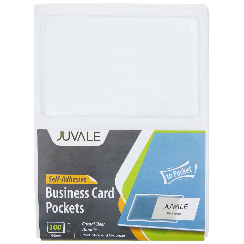 [Australia - AusPower] - Juvale Clear Adhesive Pockets Holder for Label & Business Card (2.3 x 3.7 in, 100 Pack) 