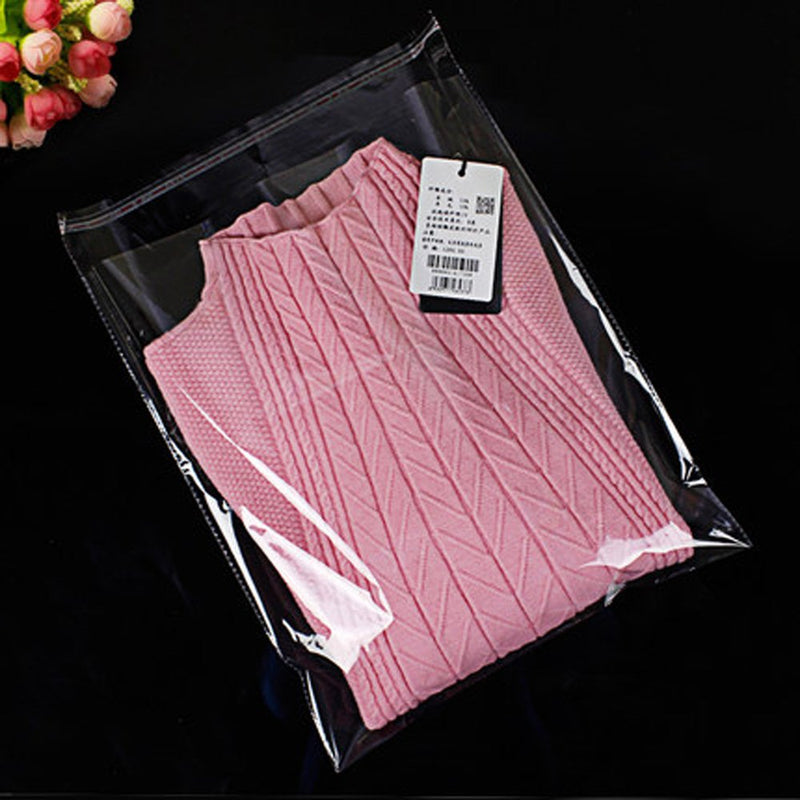 [Australia - AusPower] - J-Beauty 15.5 x 11.5 Inch Clear Apparel Bags Self Seal Flap for T-Shirt,Clothes,Party Wedding Gift Bags (100 Pcs) 100 Pcs 