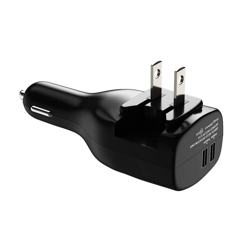 [Australia - AusPower] - Car Charger, Elepower 2 in 1 Dual USB Wall Charger with Foldable Plug Power Adapter for iPhone 13 12 11 Pro Max Mini XR 7 8 Plus, iPad Mini Air Pro,Galaxy,LG,Pixel,Watch and More Phones & Tablets Black 