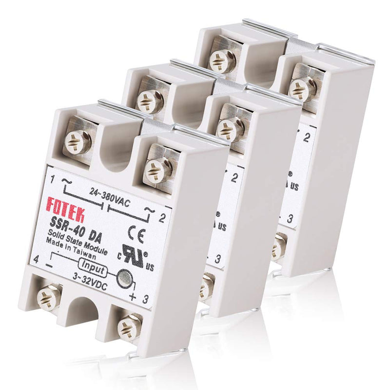 [Australia - AusPower] - MYSWEETY 3PCS SSR-40DA Solid State Relay Single Phase Semi-Conductor Relay Input 3-32V DC Output 24-380V AC 