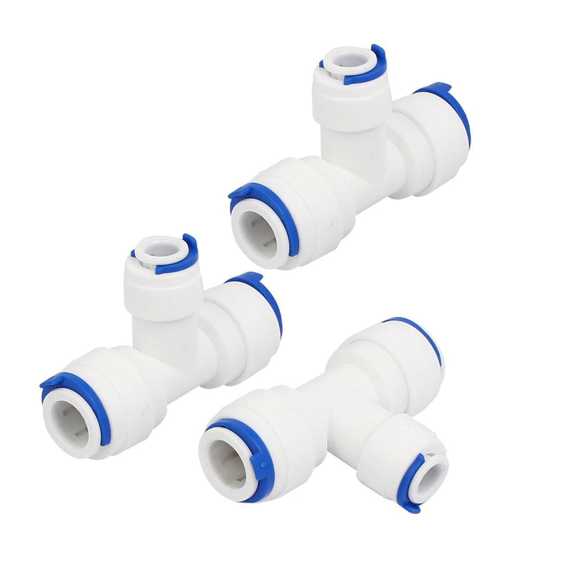 [Australia - AusPower] - uxcell 3/8-inch x 3/8-inch x 1/4-inch T Shaped 3 Way Tube Quick Push in Connector 3pcs for RO Water System 
