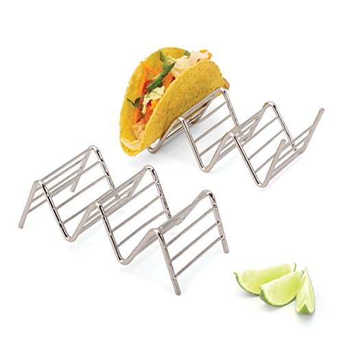 [Australia - AusPower] - Taco Holders Set of 2 Premium Stainless Steel Stackable Stands, Each Rack Holds 2 or 3 Hard or Soft Tacos, Five Styles Available By 2lbDepot 
