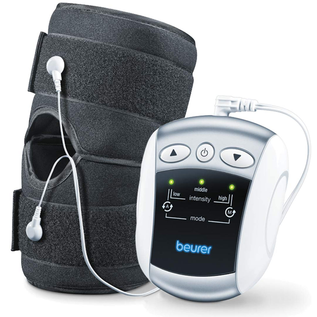 [Australia - AusPower] - Beurer EM34 TENS Unit Muscle Stimulator, 2-in-1 Knee & Elbow TENS Machine, E-Stim Device for Knee Pain Relief with 25 Intensity Levels, Electric Massager with Universal Brace 