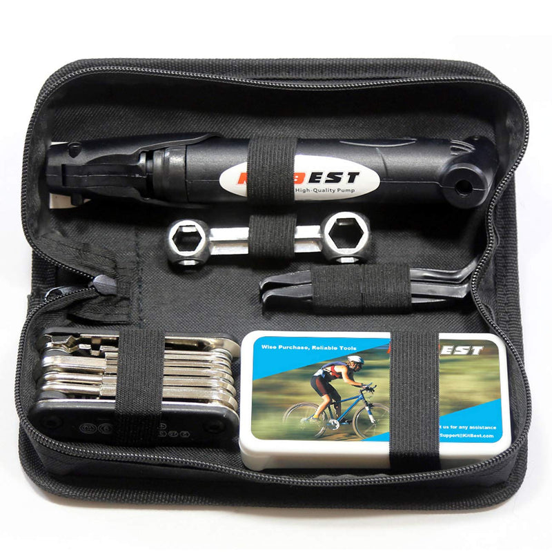 [Australia - AusPower] - Bike Repair Bag & Bicycle Tire Pump, Tire Puncture Repair Kit, Bike Multi Tool Set, Maintain Bike Repair Tool Kit Portable Bike Bag. Safety Emergency All in One Bike Tool for Camping Travel Bike Pump and Repair Tool 