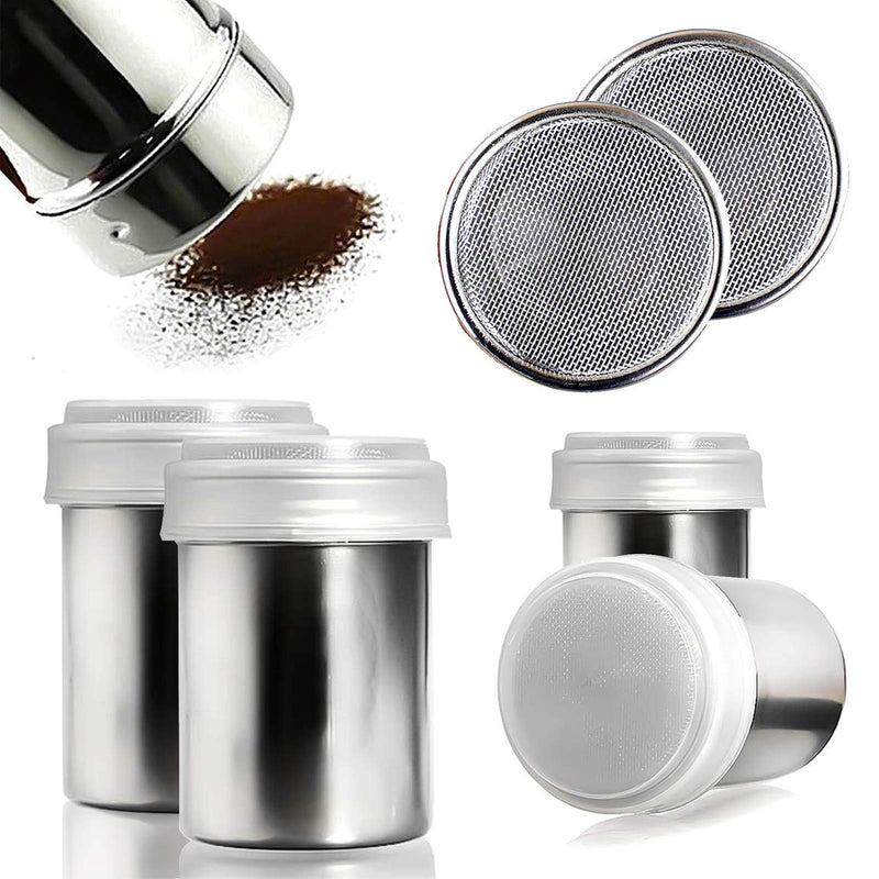 [Australia - AusPower] - HANSGO 2 Set Powder Suger Shakers, Stainless Steel Powder Shaker Mesh Shaker Powder Cans for Salt Coffee Cocoa Cinnamon Powder Seasoning Cans with Lid 