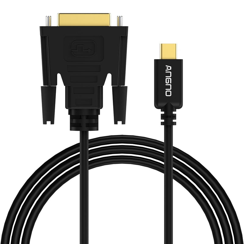 [Australia - AusPower] - USB C to DVI (24+1) Cable,angmno UCTD020 USB3.1 Type-C/Thunderbolt 3 to DVI 6FT Black Cable,Support DVI 4kx2k@30HZ for 2016 MacBook,Chromebook Pixel and More, Compatible with 2017 MacBook Pro/iMac 