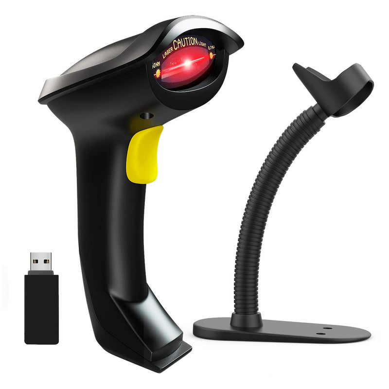 [Australia - AusPower] - NADAMOO Wireless Barcode Scanner with Stand 2-in-1 2.4G Wireless & Wired USB Bar Code Scanner Handheld Laser Bar Code Reader Automatic Hand Scanner for Computer POS Warehouse Inventory Library 