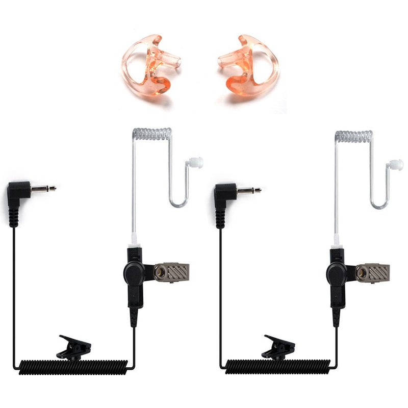 [Australia - AusPower] - HYS 2.5mm Receiver/Listen ONLY Surveillance Acoustic Tube Earpiece Headset Shoulder with One Pair Medium Earmolds(Left and Right) 