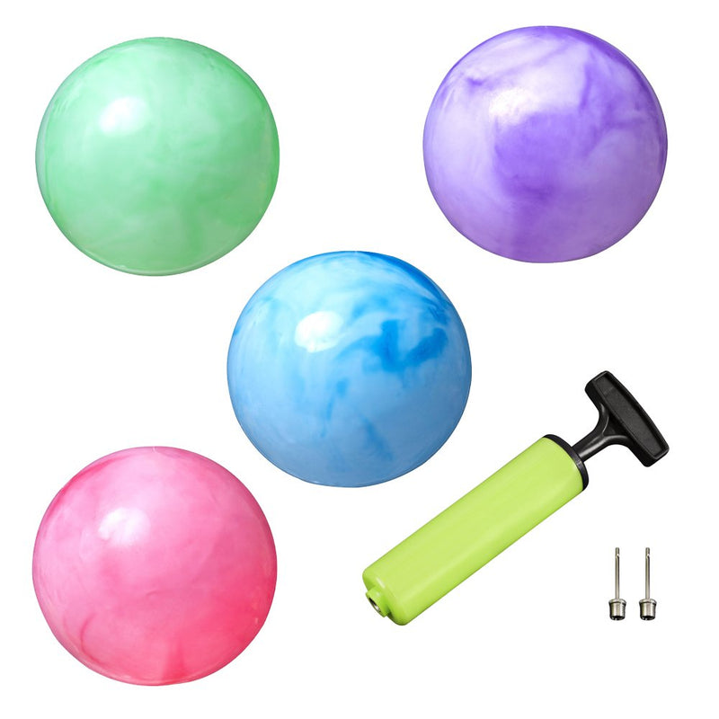 [Australia - AusPower] - New Bounce Bouncing Balls for Kids - Set of 4 Marbleized Bouncy Balls Plus Pump & 2 pins, Inflatable Sensory Balls, Will Provide Hours of Fun and Entertainment for Children and Pets - 8.5" Game Ball 