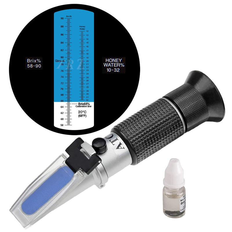 [Australia - AusPower] - TRZ Refractometer Honey 10-32% Water Honey 58-90% Brix Sugar Baume for Beekeeping, Honey, Condensed Milk, Sugar Syrup, Fruit jam, Hamh Optics&Tools 