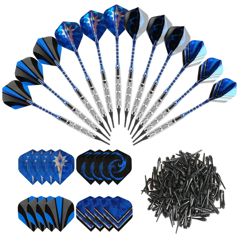 [Australia - AusPower] - GWHOLE 18g Soft Dart with 16 Dart Flights and 200 Dart Soft Tip Points for Electronic Dartboard, Set of 12 