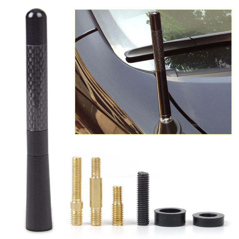 [Australia - AusPower] - beler 4.7" 12cm Universal Aluminum Carbon Fiber Car AM/FM Radio Aerial Antenna + Screw Fit for Most Cars with Screw-on Radio Antenna Billet Aluminum with Carbon Fiber Overlay Fulfilled by Amazon 