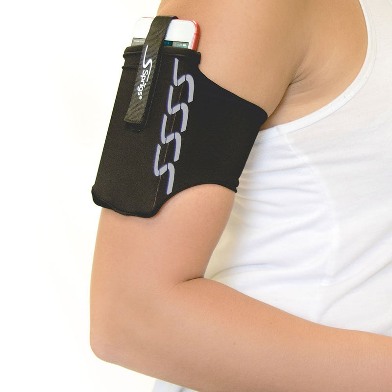 [Australia - AusPower] - Sprigs Phone Armband Sleeve for iPhone x/8/7/6 Plus, Galaxy S7/S6, Google Pixel XL. The Lightest & Most Comfortable Running Armband, Stretches to Fit All Phones with Case for Women & Men X-Large Black Reflective 