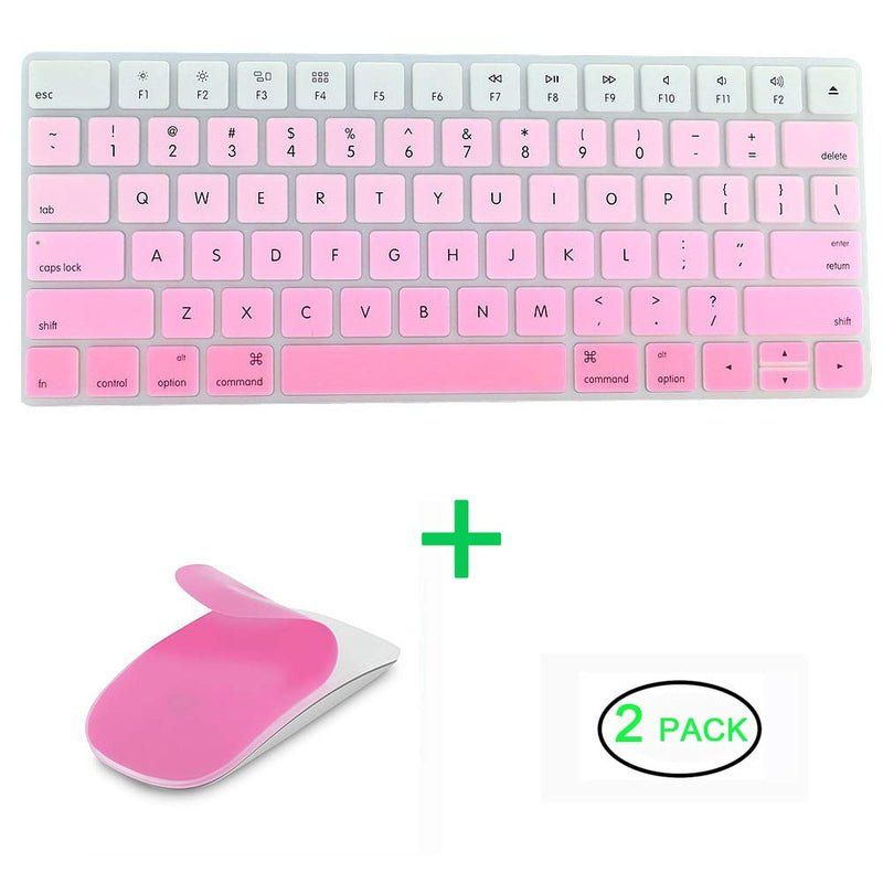 [Australia - AusPower] - JIFF 2 in 1 Bundle - Silicone Soft Skin Protector Covers for Apple Magic Keyboard (MLA22LL/A) with US Layout and MAC Apple Magic Mouse (Pink) Pink 