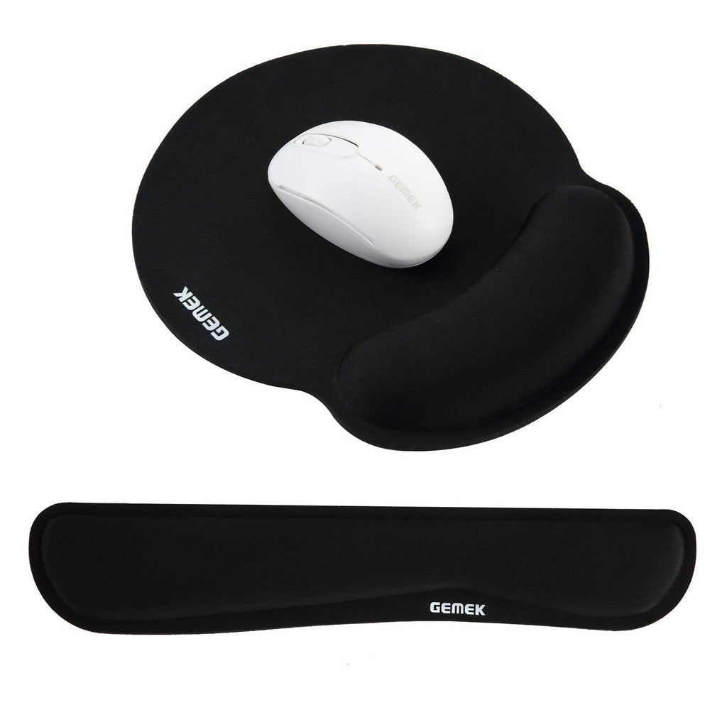 [Australia - AusPower] - GEMEK Mouse Pad & Keyboard Wrist Rest Support for Gaming Computer Laptop, Memory Foam Set for Easy Typing & Relief Getting Hand Hurt and Carpal Tunnel Syndrome Pain Black Mouse Pad & Keyboard Wrist Rest 