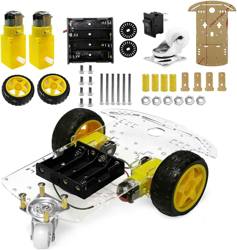 [Australia - AusPower] - YIKESHU 2WD Smart Robot Car Chassis Kit with Speed Encoder Battery Box for Kids Teens DIY 