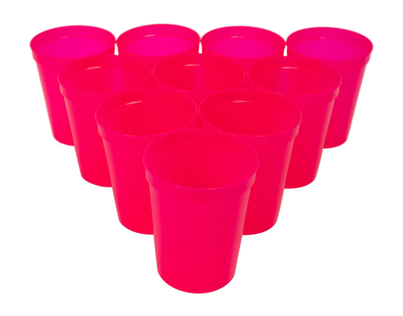 [Australia - AusPower] - CSBD Stadium 16 oz. Plastic Cups, 10 Pack, Blank Reusable Drink Tumblers for Parties, Events, Marketing, Weddings, DIY Projects or BBQ Picnics, No BPA (Hot Pink) 16 Fluid Ounces Hot Pink 