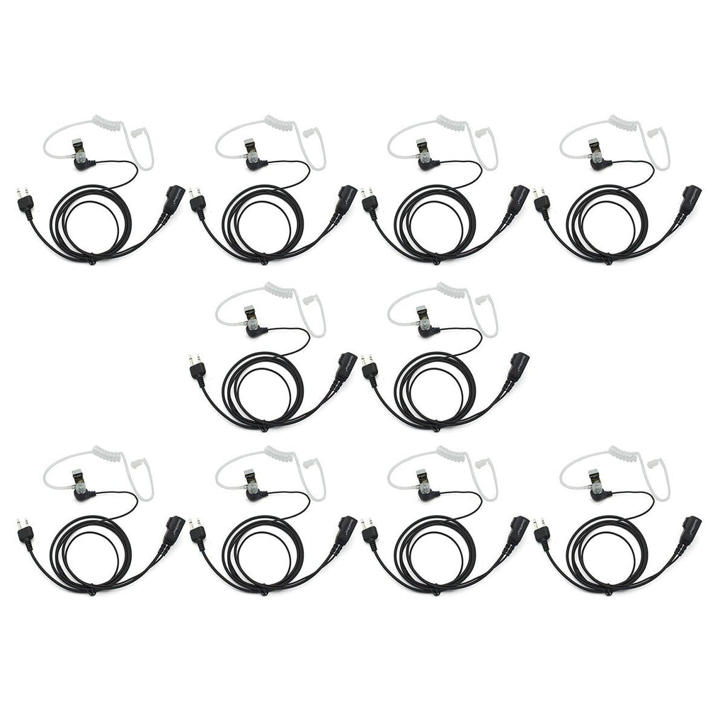 [Australia - AusPower] - GoodQbuy® 10Pcs Covert Acoustic Tube Earpiece Headset with PTT is Compatible with Midland/Alan Radio GXT250 GXT1000VP4 GXT1050VP4 LXT112 LXT380 LXT118 XT511 2-pin 