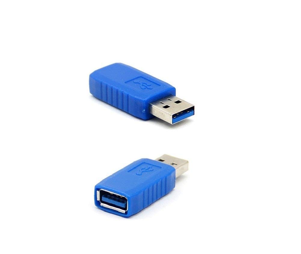 [Australia - AusPower] - Nightwolf 2PCS Blue Gold-Plated Super Speed USB 3.0 Type A Female to Male Connector Converter Adapter Bridge Extension Gender Coupler 