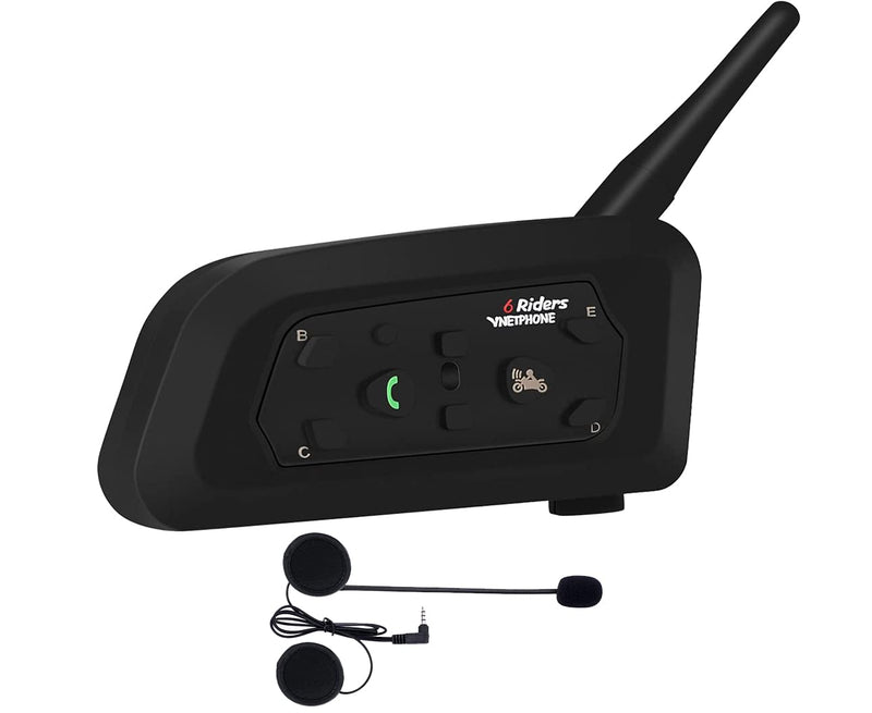[Australia - AusPower] - EJEAS V6 Motorcycle Helmet Bluetooth Intercom, 2-Way 1200m Waterproof Full-Duplex Helmet Bluetooth Headset with Hands-Free Call, HD Voice for Ski/ATV/Dirt Bike/Snowmobile Up to 6 Riders (One Pack) V6 1PC 