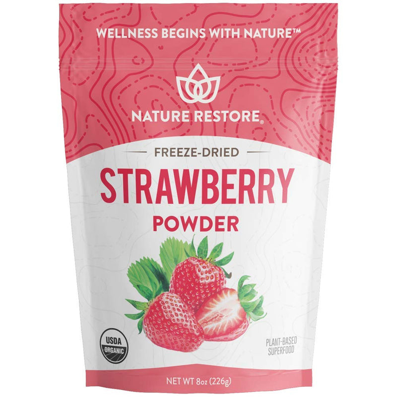 [Australia - AusPower] - Nature Restore USDA Certified Organic Freeze Dried Strawberry Powder, 8 Ounces, Non GMO, Gluten Free, Vegan 