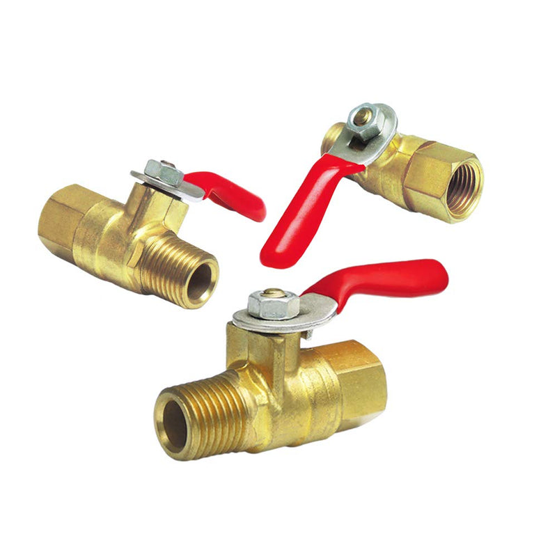 [Australia - AusPower] - Nigo Forged Brass Mini Ball Valve, 1/4" NPT Male x 1/4" NPT Female, 180 Degree Operation Handle, Rated to 600WOG (Pack of 3) 
