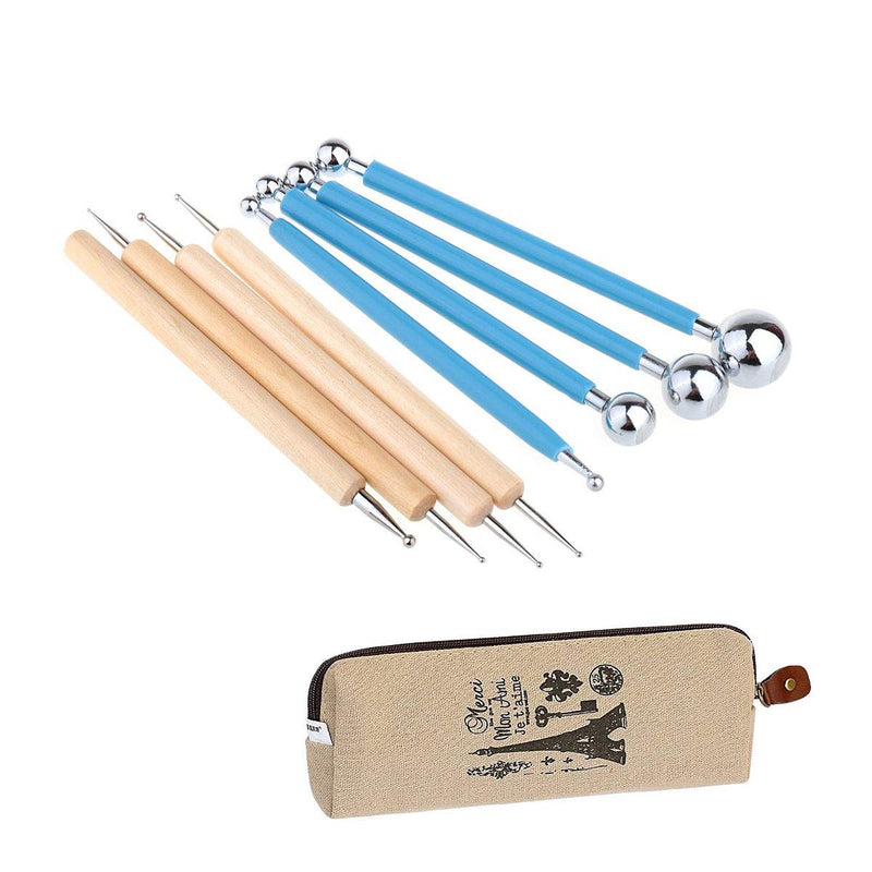 [Australia - AusPower] - Ball Stylus Dotting Painting Tool Set,Ecjiuyi 8 Piece Sculpt Modeling Tools,Mandala Rock Painting Tools, Ceramics Doll Fondant Modeling, Paper Flowers, Embossing Pattern 