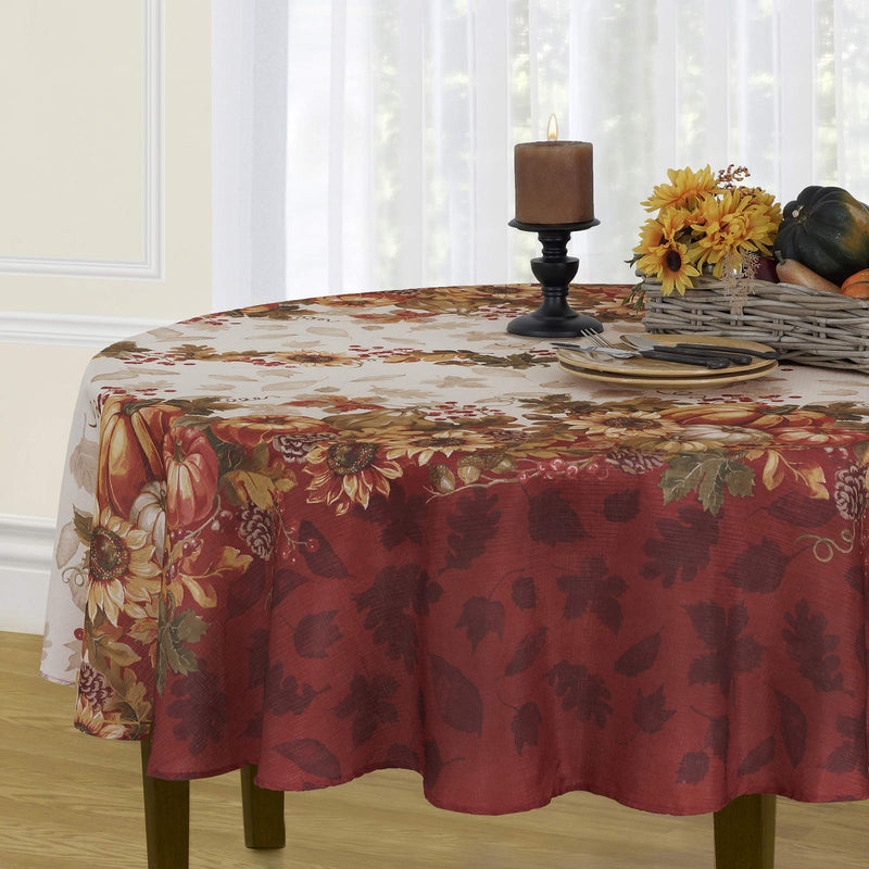 [Australia - AusPower] - Elrene Home Fashions Swaying Leaves Bordered Fall Tablecloth, Seasonal and Holiday Tablecloth, 70" Round 