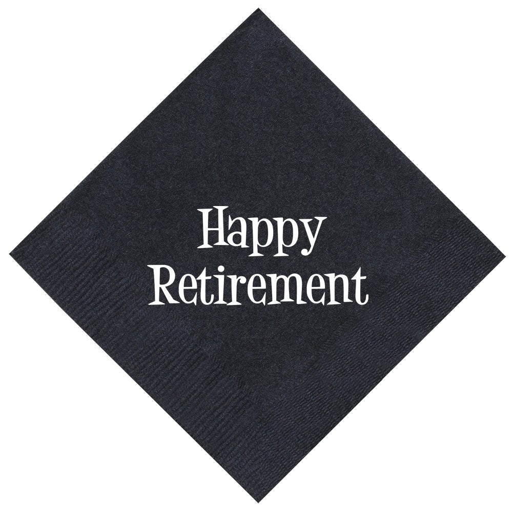 [Australia - AusPower] - Retirement Decorations Happy Retirement Party Napkins Funny Retirement Gifts for Women or Men 50 Pack 5x5" Party Napkins Cocktail Napkins Black 