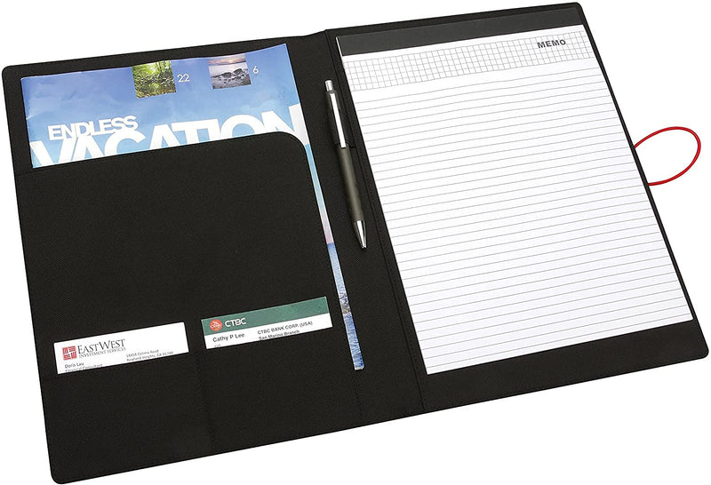 [Australia - AusPower] - NuVision Portfolio Leather Padfolio Binder, Business Planner File Folder with Elastic Band Closure, Writing Pad Notebook, Resume Document Organizer, Legal Pad for Women Men Black (Ver. 3) 