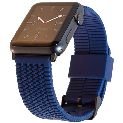 [Australia - AusPower] - Carterjett Replacement Apple Watch Band 41mm 40mm 38mm Silicone Sport Wrist Strap Navy Blue Tire Tread iWatch Band Gray Buckle Adapters Compatible Apple Watch Series 7 6 5 4 3 2 1 Nike (41 40 38 M/L Blue) Navy Blue w/ Gray hardware 