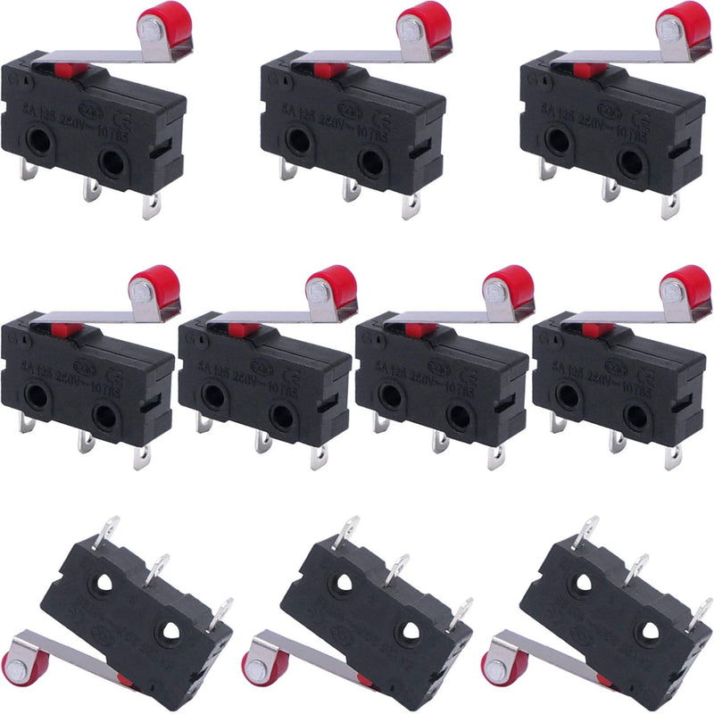 [Australia - AusPower] - Taiss 10pcs Momentary Micro Limit Switch with Roller Lever Arm SPDT Micro Switch AC 250V 5A 1NO 1NC 3 Pins Mini Switches SS-5GL2 