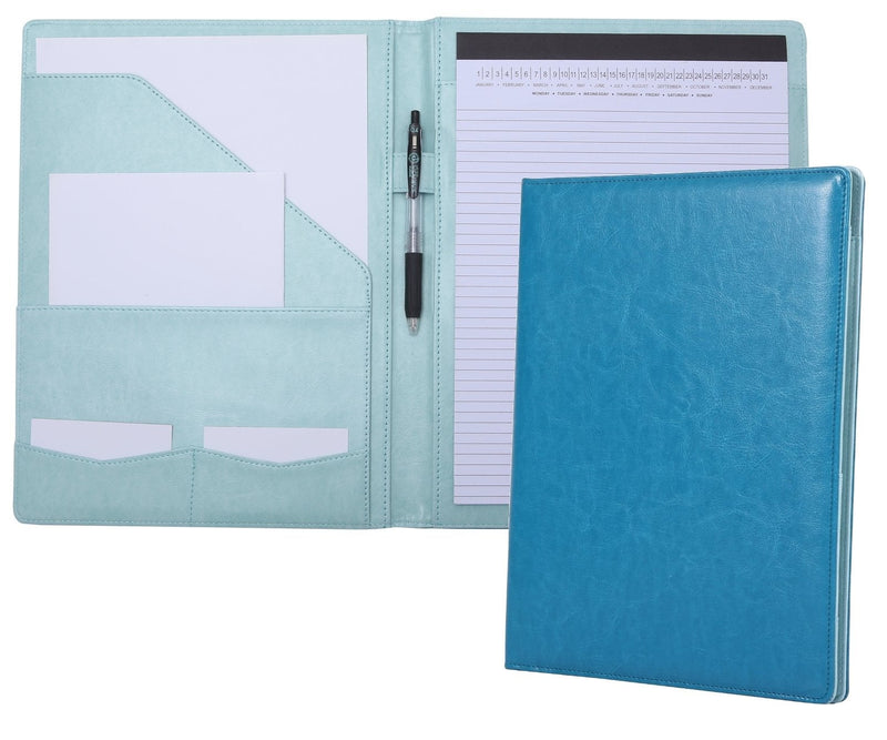 [Australia - AusPower] - Portfolio Padfolio Resume Folder with Pocket, Premium Faux Leather Interview Writing Legal Pads Document Organizer Portfolio with Business Card Holder (Turquoise Teal Green) Turquoise 