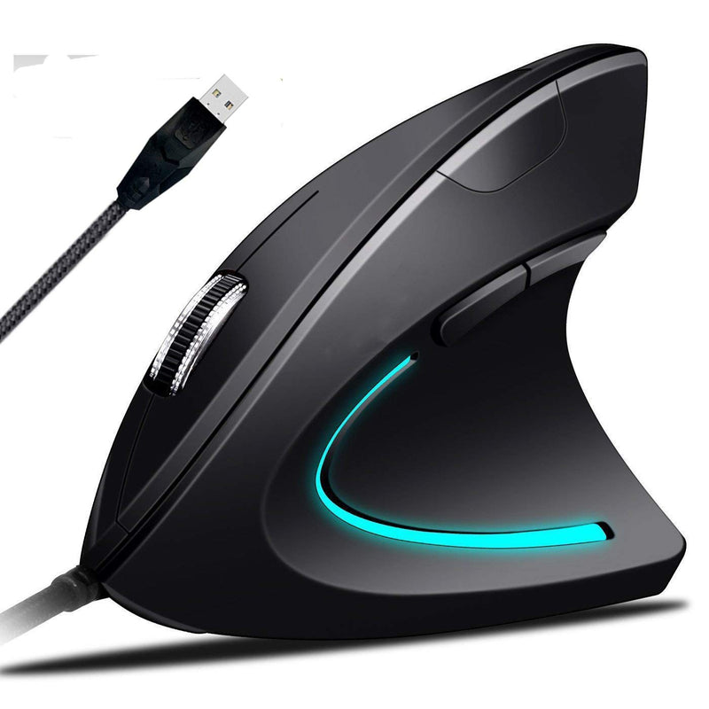 [Australia - AusPower] - Wolf War Ergonomic Mouse High Precision Optical Vertical Mouse Adjustable DPI 800/1200 / 2400/3200 Wired Computer Mouse 