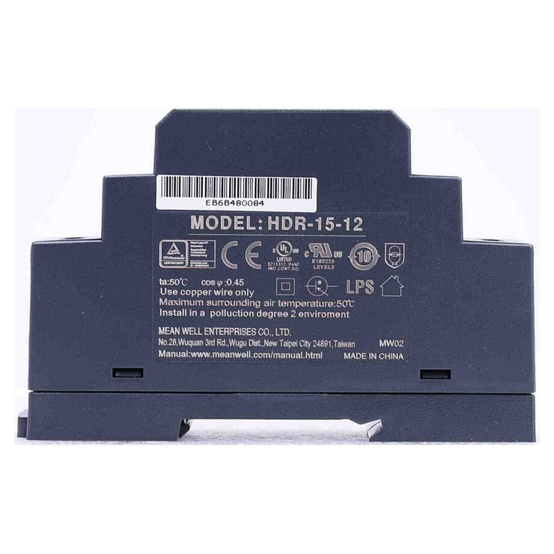 [Australia - AusPower] - MEAN WELL Ultra Slim Step-Shape 1SU DIN Rail Power Supply, 12V 1.25A 15W - HDR-15-12 