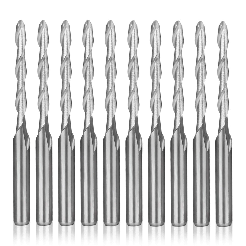 [Australia - AusPower] - HQMaster CNC Router Bit 1 8 Shank Ball Nose End Mill Cutting Dia. Spiral Milling Cutter Engraving Carving Tool Set Tungsten Steel for MDF Acrylic Wood PVC 10Pcs 