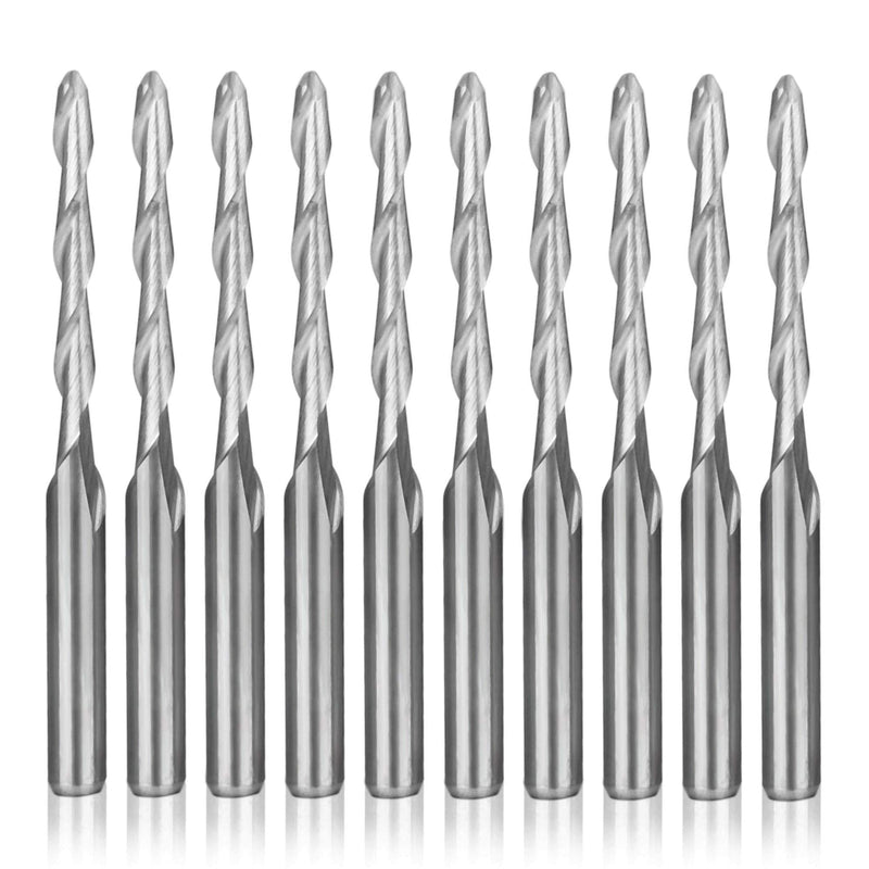 [Australia - AusPower] - HQMaster CNC Router Bit 1 8 Shank Ball Nose End Mill Cutting Dia. Spiral Milling Cutter Engraving Carving Tool Set Tungsten Steel for MDF Acrylic Wood PVC 10Pcs 