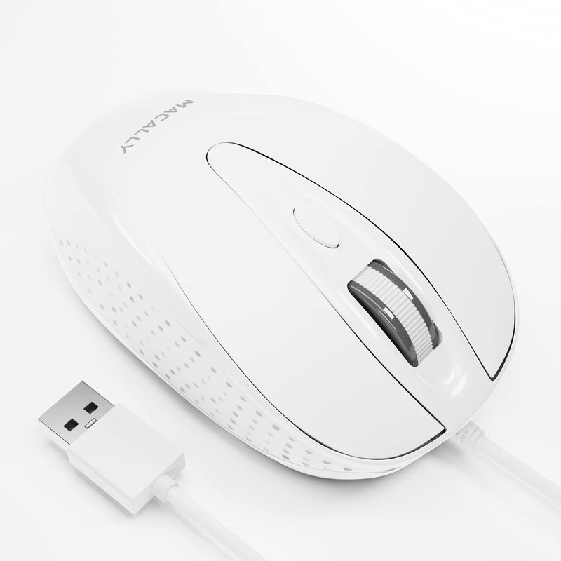 [Australia - AusPower] - Macally USB Wired Mouse with 3 Button, Scroll Wheel, & 5 Foot Long Cord, USB Mouse for Laptop and Desktop, Computer Mouse Compatible with Apple Macbook Pro / Air, iMac, Mac Mini, & Windows PC (TURBO) 
