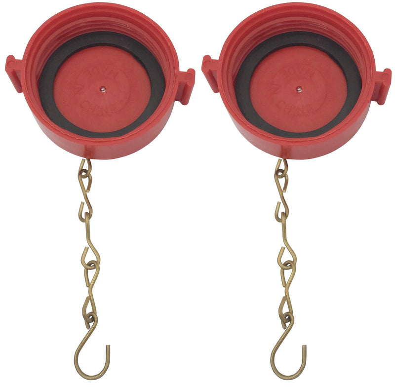 [Australia - AusPower] - Happy Tree (2 Pack) 2-1/2" NST/NH Plastic Fire Hose Connection Standpipe Cap Fitting and Chain fire Equipment Red Plastic Anti Theft FDC Cap 2.5 Inch 