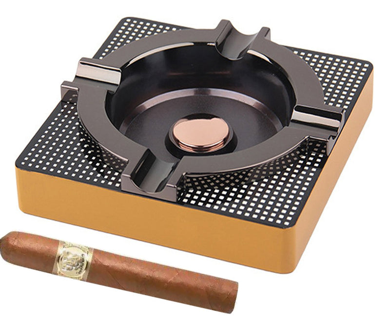 [Australia - AusPower] - OILP Cigar Ashtray Metal Outdoor Cigar Cigarette Ashtray for Patio/Home Modern Table Cigar Ashtrays -(Square,Alloy) 
