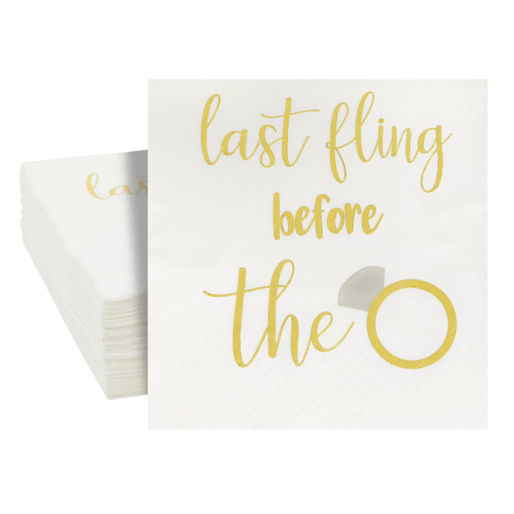 [Australia - AusPower] - 50 Pack Disposable Decorative Paper Napkins for Bachelorette Party, Last Fling Before the Ring (5 x 5 In) 