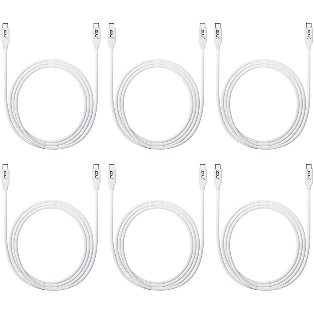 [Australia - AusPower] - RND Type-C (USB-C 3.1) 3.3ft Cable (6-Pack) (Charge 3A/Data Sync 10Gbps) Compatible: Apple MacBook, Google Pixel, LG, Moto, OnePlus, Samsung Galaxy (S9, S8, Note) and All Type C Devices (White) 6x White 