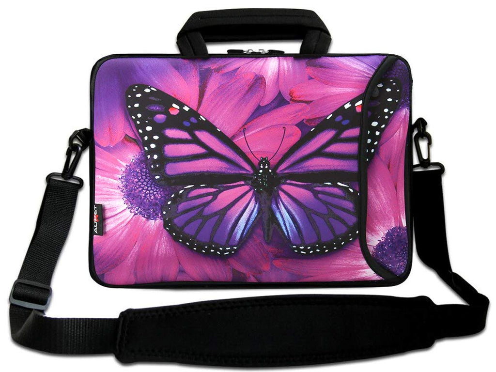 [Australia - AusPower] - 15" Laptop Shoulder Messenger Bag 14.1" 15.6" Laptop Notebook Case Cover Holder 14“ 15” 15.4“ 15.6” Big Purple Butterfly 